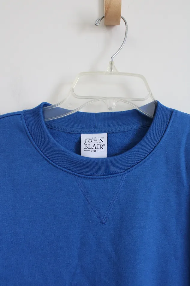 John Blair Blue Fleece Lined Short Sleeved Sweatshirt L John Blair Rings