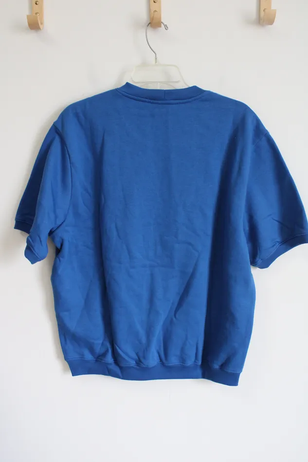 John Blair Blue Fleece Lined Short Sleeved Sweatshirt L John Blair Rings