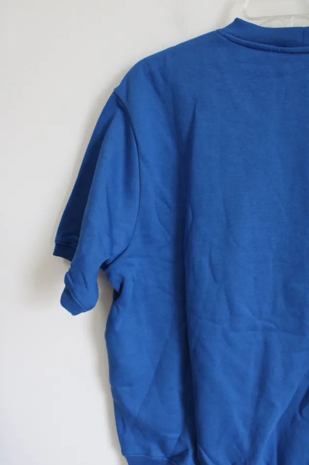 John Blair Blue Fleece Lined Short Sleeved Sweatshirt L John Blair Rings