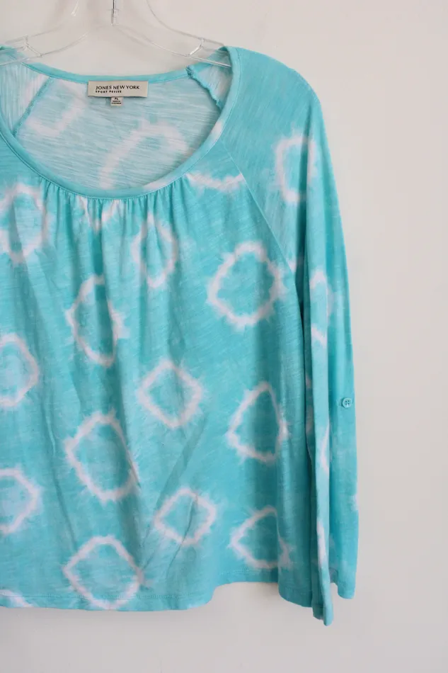 Jones New York Sport Blue Tie Dye Long Sleeved Shirt L Petite Jones New York Rings