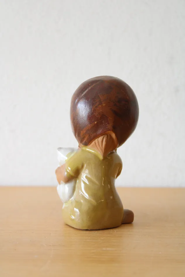 Jubilee Thrift Ceramic Girl Holding Kitten Figurine Earrings