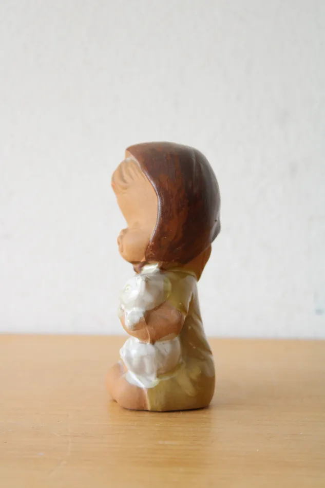 Jubilee Thrift Ceramic Girl Holding Kitten Figurine Earrings