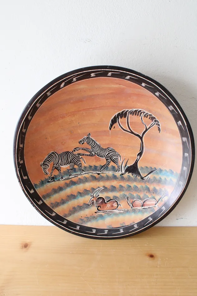 Jubilee Thrift Earrings Hand Painted African Safari Large Bowl