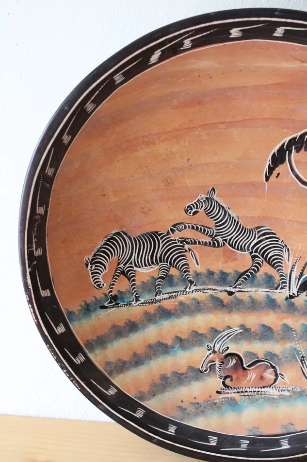 Jubilee Thrift Earrings Hand Painted African Safari Large Bowl