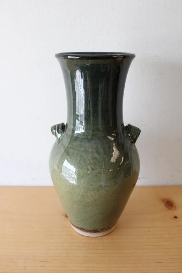 Jubilee Thrift Earrings Handmade Green Ombre Tall Pottery Vase