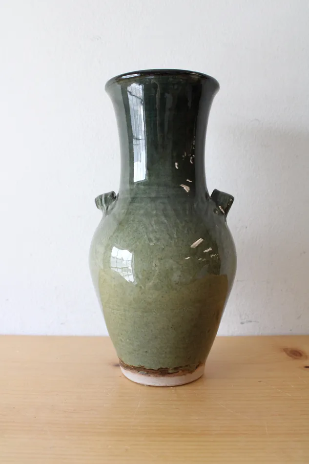 Jubilee Thrift Earrings Handmade Green Ombre Tall Pottery Vase