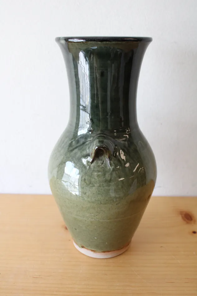 Jubilee Thrift Earrings Handmade Green Ombre Tall Pottery Vase