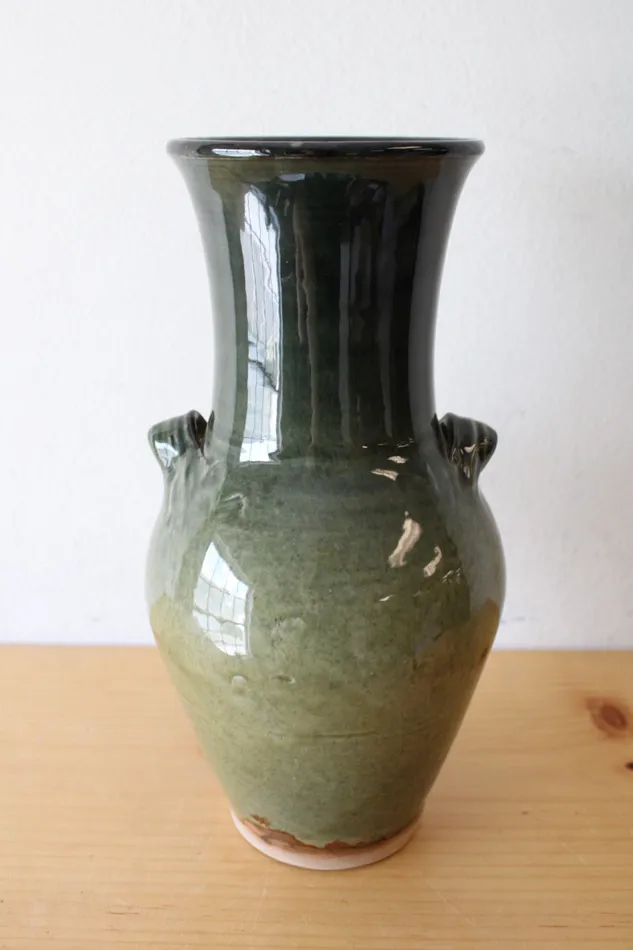 Jubilee Thrift Earrings Handmade Green Ombre Tall Pottery Vase