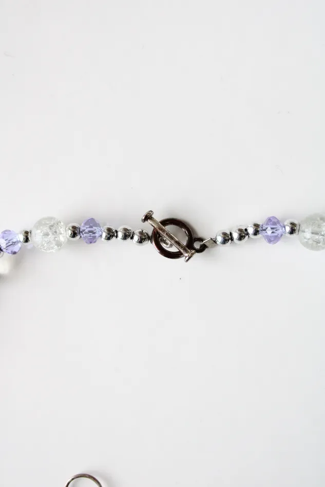 Jubilee Thrift Earrings Swarovski Crystal Purple Clear Glass Stone Beaded Necklace Earring Set