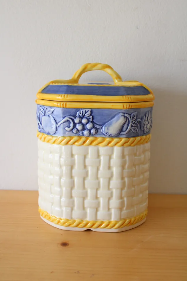 Jubilee Thrift Earrings Vintage Basket Ceramic Cannister