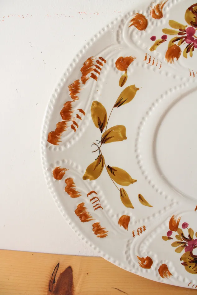 Jubilee Thrift Earrings Vintage Italy Made Hand Painted Floral Leaves Soup Tureen Tray