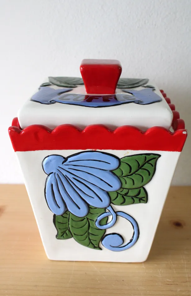 Jubilee Thrift Earrings Vintage JG Painted Coffee Porcelain Cannister
