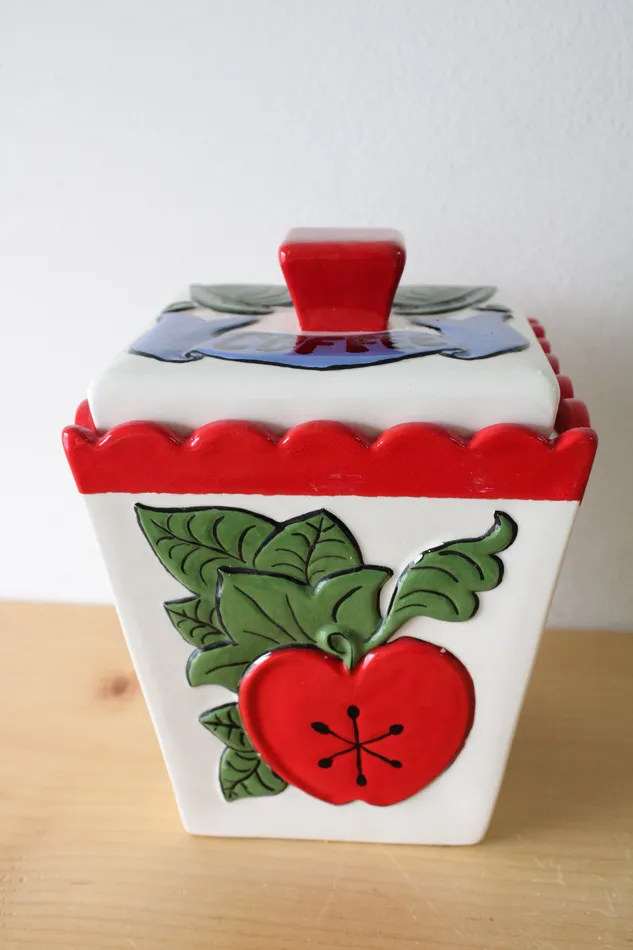 Jubilee Thrift Earrings Vintage JG Painted Coffee Porcelain Cannister