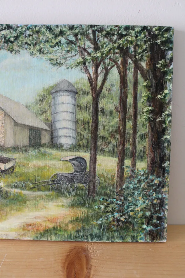 Jubilee Thrift Rings Susan Wimer Stone Barn Farm Canvas Painting 16X12
