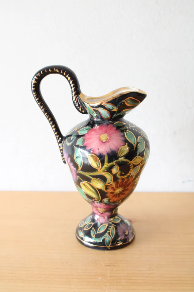 Jubilee Thrift Rings Vintage Belgium Floral Ceramic Pitcher