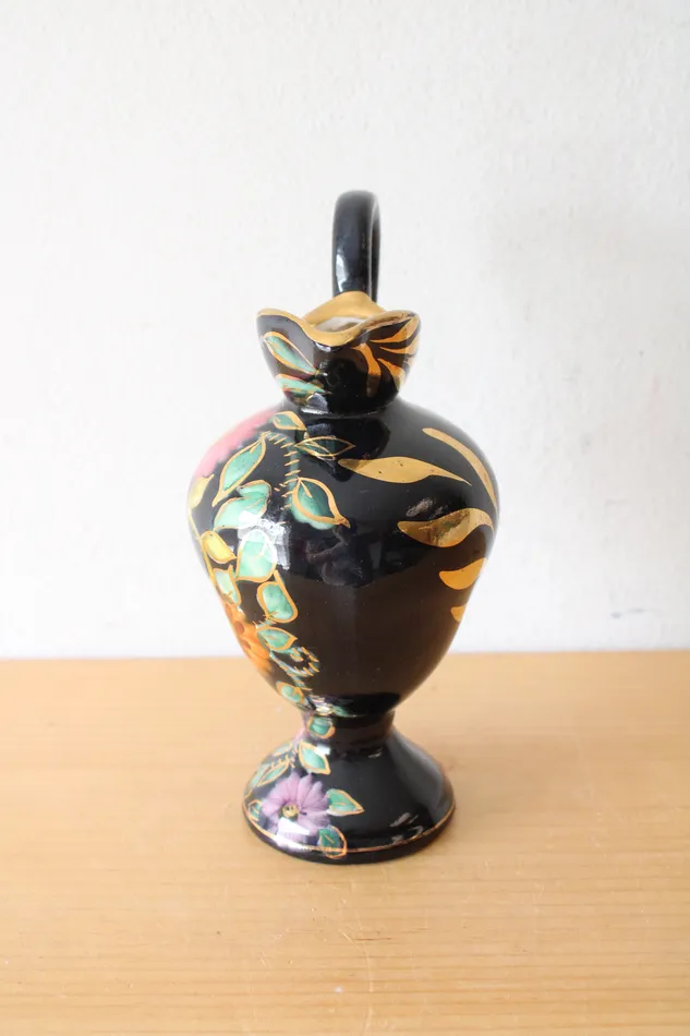 Jubilee Thrift Rings Vintage Belgium Floral Ceramic Pitcher