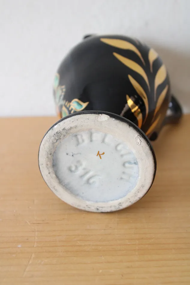 Jubilee Thrift Rings Vintage Belgium Floral Ceramic Pitcher