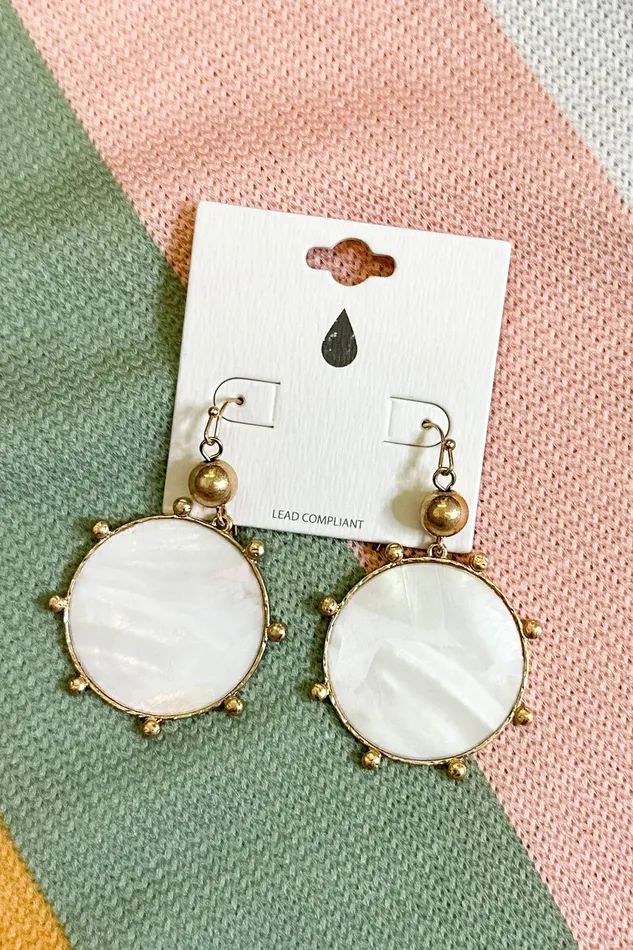 Judson Earrings Pearlescent Circle Drop Earrings White