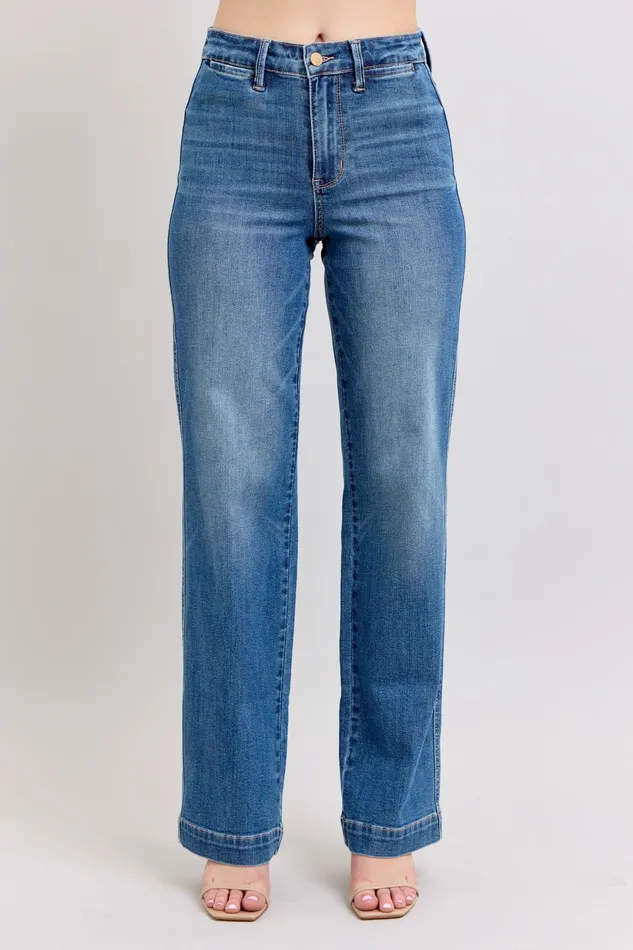 JUDY BLUE JUDY BLUE HIGH WAIST CONTRAST THREAD STRAIGHT JEANS MEDIUM STONE Rings JUDY BLUE JUDY BLUE HIGH WAIST CONTRAST THREAD STRAIGHT JEANS MEDIUM STONE Rings