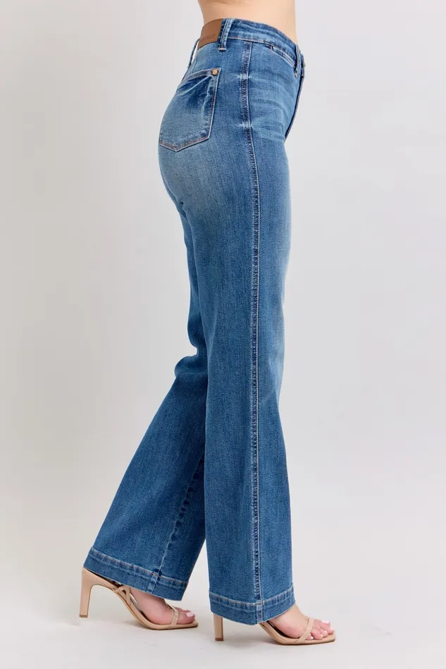 JUDY BLUE JUDY BLUE HIGH WAIST CONTRAST THREAD STRAIGHT JEANS MEDIUM STONE Rings