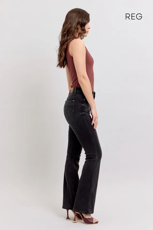 JUDY BLUE Rings JUDY BLUE HIGH WAIST TUMMY CONTROL BOOTCUT BLACK JEANS REGULAR