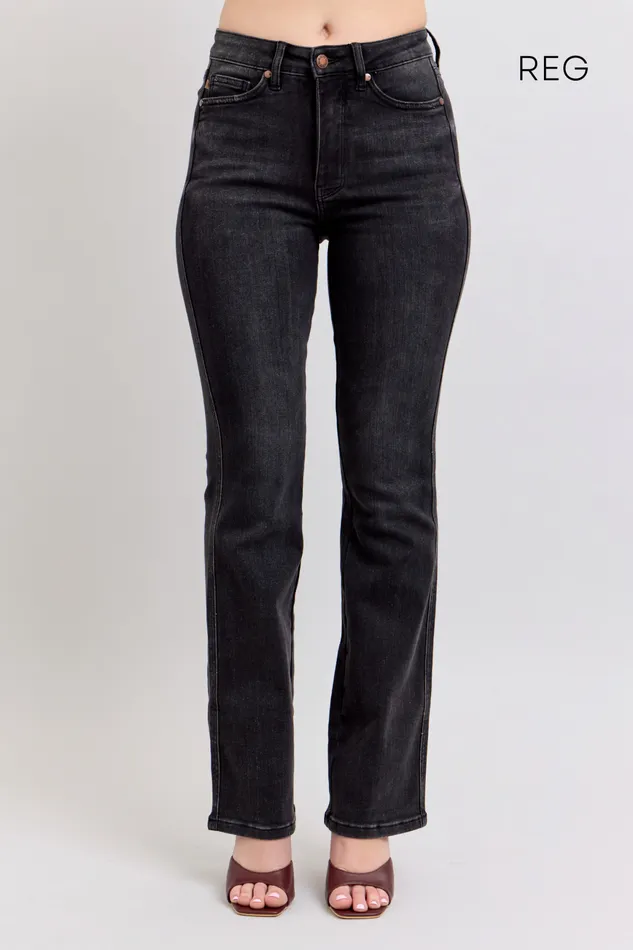 JUDY BLUE Rings JUDY BLUE HIGH WAIST TUMMY CONTROL BOOTCUT BLACK JEANS REGULAR