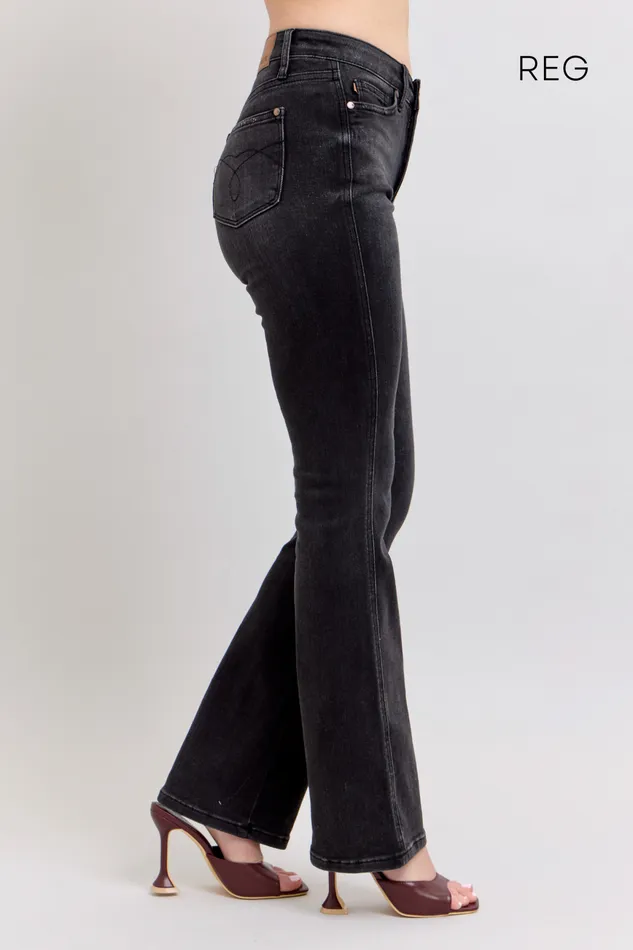 JUDY BLUE Rings JUDY BLUE HIGH WAIST TUMMY CONTROL BOOTCUT BLACK JEANS REGULAR