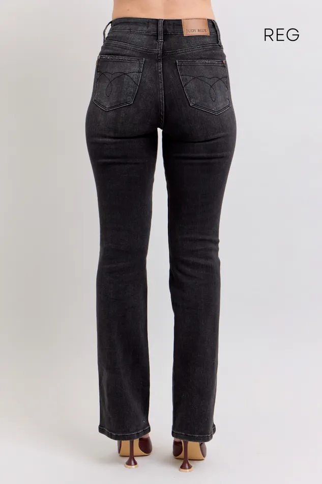 JUDY BLUE Rings JUDY BLUE HIGH WAIST TUMMY CONTROL BOOTCUT BLACK JEANS REGULAR