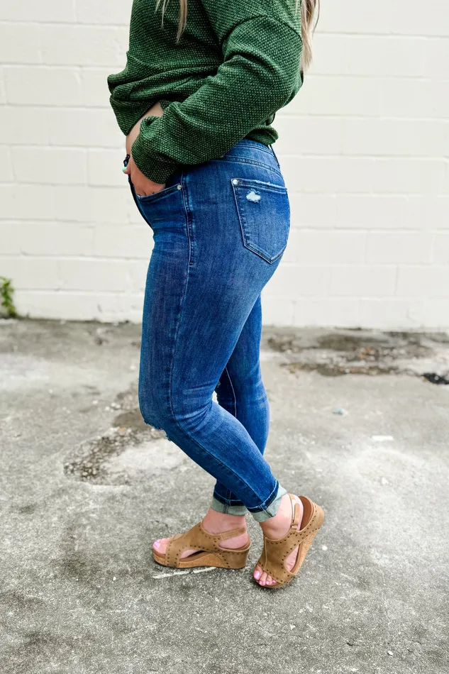 Judy Blue Rings Judy Blue Mallory Distressed MidRise Tummy Control Jeans