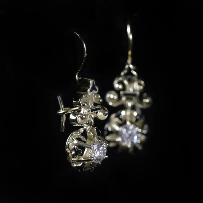 K Goldschmidt Earrings 14K Green Gold 060 Carat Diamond And Black Enamel Earrings