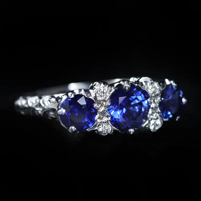 K Goldschmidt Rings 14K White Gold 165 CTW Sapphire and Diamond Ring