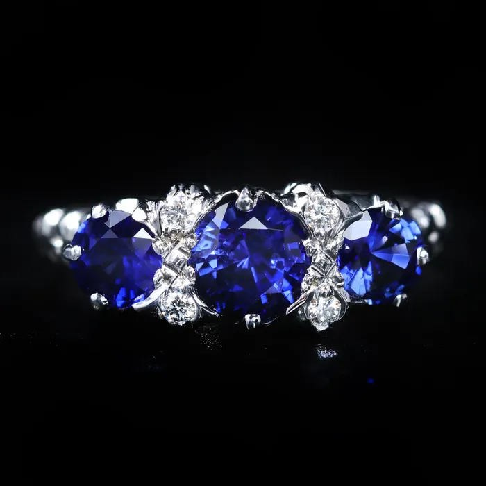 K Goldschmidt Rings 14K White Gold 165 CTW Sapphire and Diamond Ring