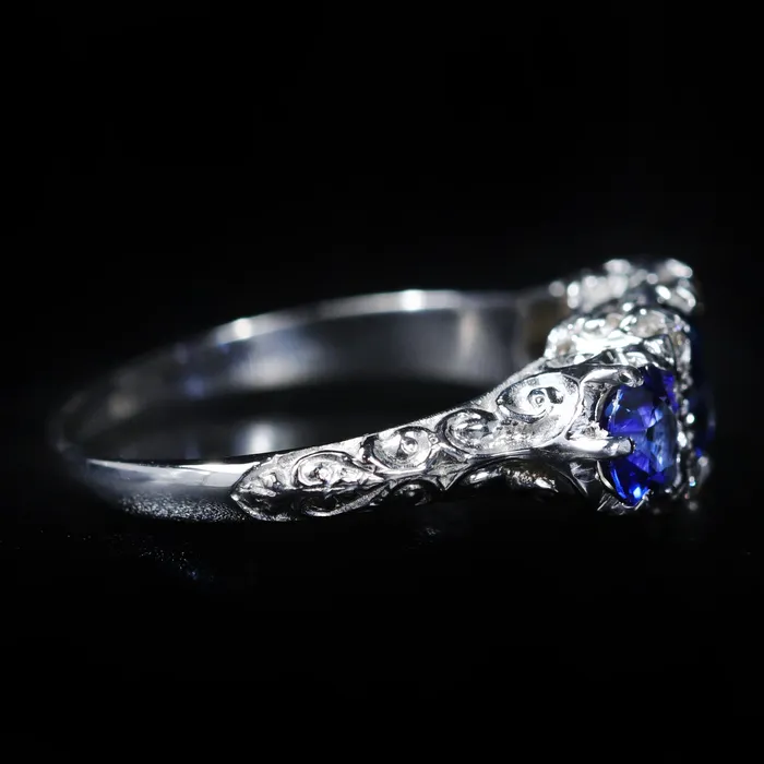 K Goldschmidt Rings 14K White Gold 165 CTW Sapphire and Diamond Ring