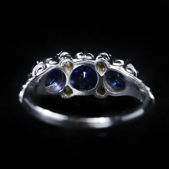 K Goldschmidt Rings 14K White Gold 165 CTW Sapphire and Diamond Ring