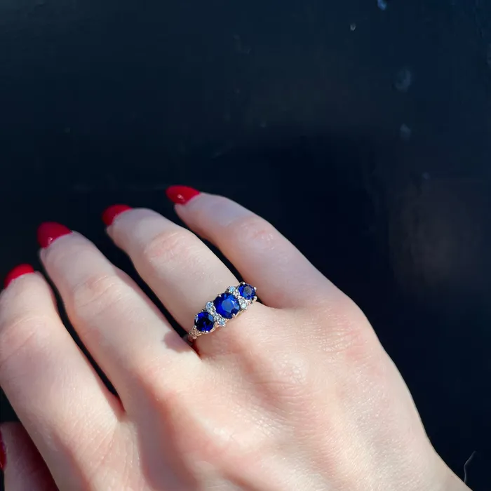 K Goldschmidt Rings 14K White Gold 165 CTW Sapphire and Diamond Ring
