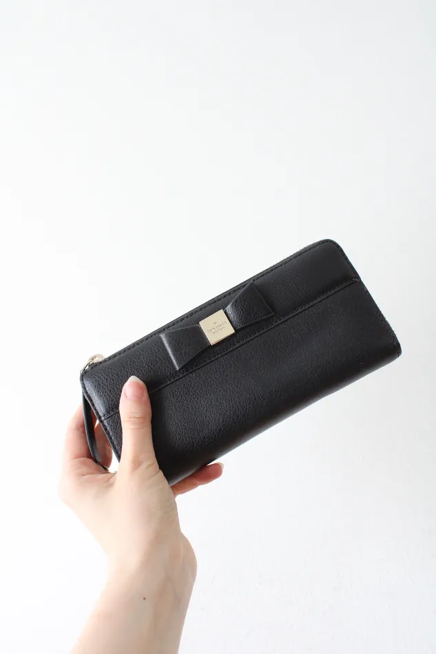 Kate Spade Kate Spade Nisha Renny Drive Black Leather Accordion Wallet Rings Kate Spade Kate Spade Nisha Renny Drive Black Leather Accordion Wallet Rings