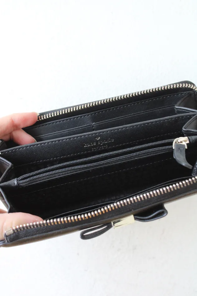 Kate Spade Kate Spade Nisha Renny Drive Black Leather Accordion Wallet Rings