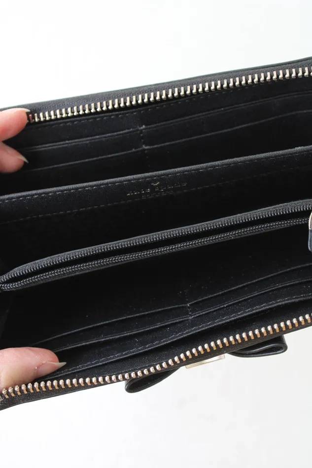 Kate Spade Kate Spade Nisha Renny Drive Black Leather Accordion Wallet Rings