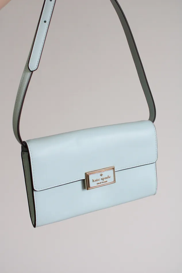 Kate Spade Kate Spade Reegan Light Blue Smooth Leather Wallet Crossbody Necklaces Kate Spade Kate Spade Reegan Light Blue Smooth Leather Wallet Crossbody Necklaces