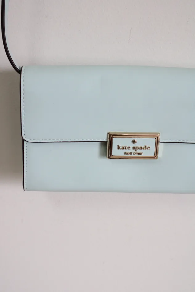 Kate Spade Kate Spade Reegan Light Blue Smooth Leather Wallet Crossbody Necklaces