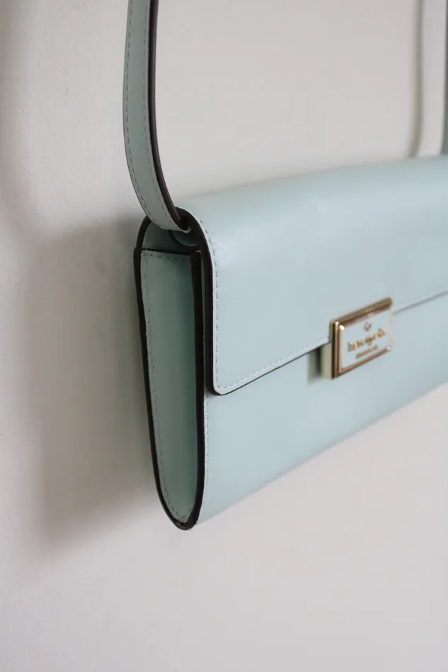 Kate Spade Kate Spade Reegan Light Blue Smooth Leather Wallet Crossbody Necklaces