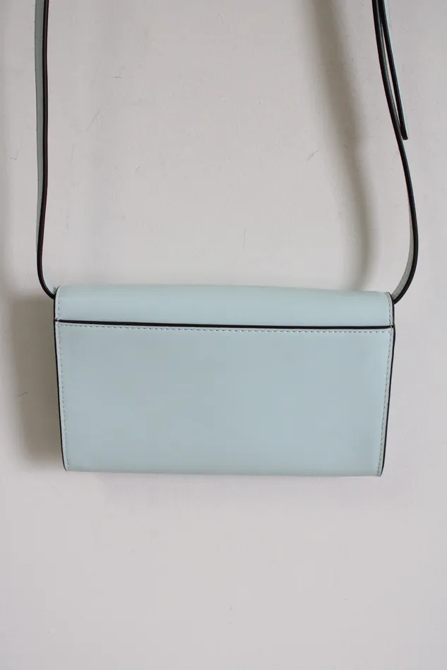 Kate Spade Kate Spade Reegan Light Blue Smooth Leather Wallet Crossbody Necklaces