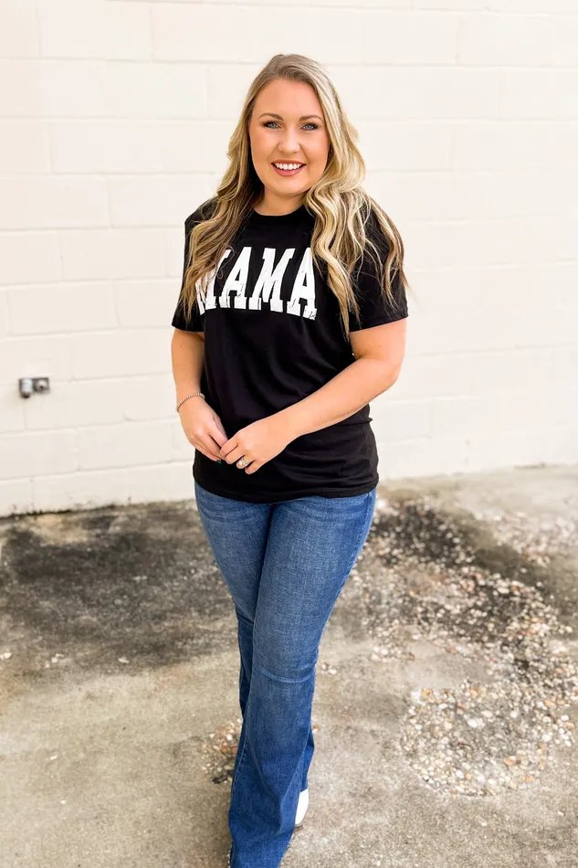 Knox and Nell Necklaces Mama Block Letter Graphic Tee Black
