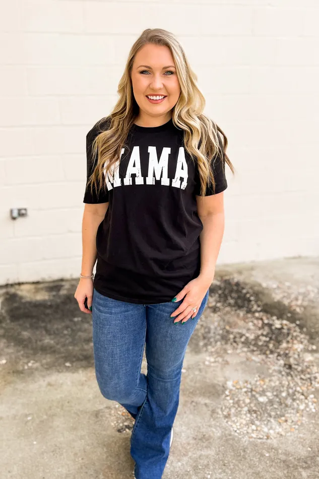 Knox and Nell Necklaces Mama Block Letter Graphic Tee Black