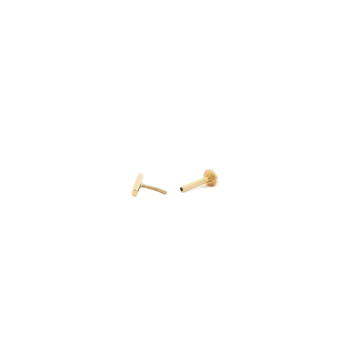 Kris Nations Earrings Bar Flat Back Single Stud Earring in 14k Gold