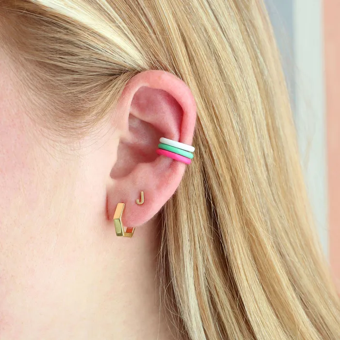 Kris Nations Earrings Hexagon Hinged Huggie Hoops