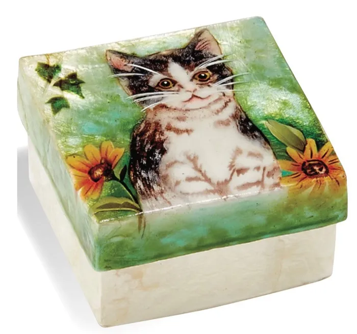 KUBLACRAFTS Earrings Capiz Box Kitten Flower 3x3