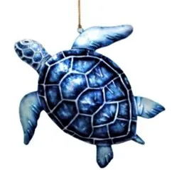 KUBLACRAFTS Rings Kubla Crafts Blue Sea Turtle Capiz Holiday Ornament