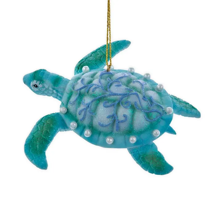 KURTADLER Rings Kurt Adler Blue and Green Scroll Pattern Sea Turtle Ornament KURTADLER Rings Kurt Adler Blue and Green Scroll Pattern Sea Turtle Ornament