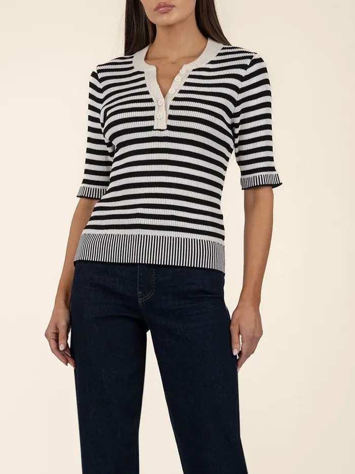 Kut from the Kloth Alora Knit Top Kut Jeans Swat Fame Inc Earrings